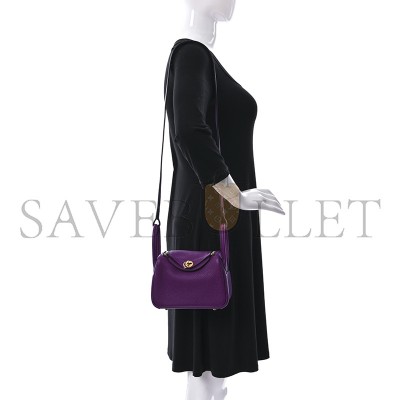 HERMÈS TAURILLON CLEMENCE MINI LINDY 19ANEMONE H079086CCN5 (19*12.5*9cm) 
